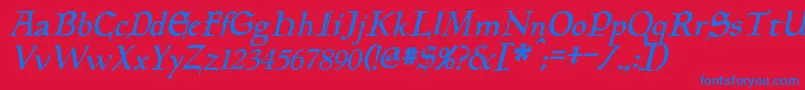 Czcionka PlanewalkerItalic – niebieskie czcionki na czerwonym tle