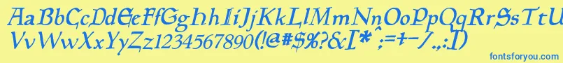 PlanewalkerItalic Font – Blue Fonts on Yellow Background