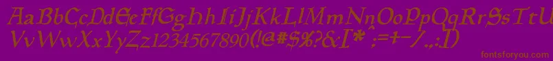 フォントPlanewalkerItalic – 紫色の背景に茶色のフォント