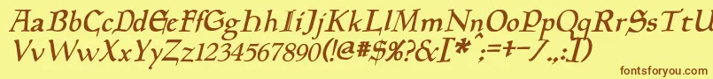 PlanewalkerItalic Font – Brown Fonts on Yellow Background