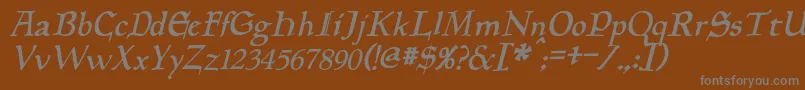 フォントPlanewalkerItalic – 茶色の背景に灰色の文字