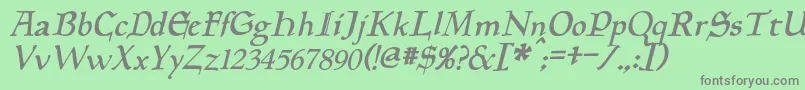 フォントPlanewalkerItalic – 緑の背景に灰色の文字