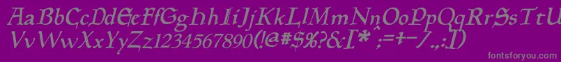 PlanewalkerItalic-fontti – harmaat kirjasimet violetilla taustalla