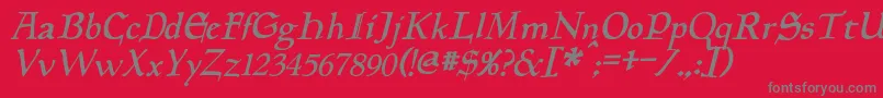 Шрифт PlanewalkerItalic – серые шрифты на красном фоне