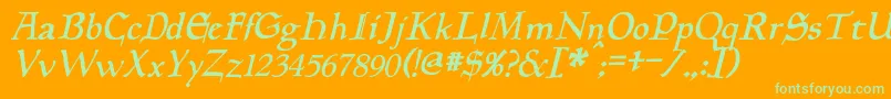 Шрифт PlanewalkerItalic – зелёные шрифты на оранжевом фоне