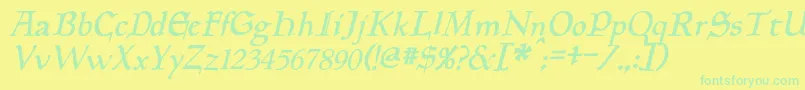 PlanewalkerItalic Font – Green Fonts on Yellow Background