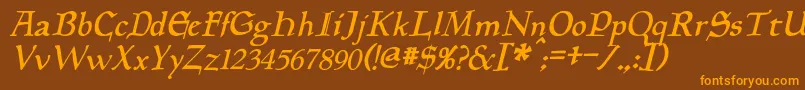 Шрифт PlanewalkerItalic – оранжевые шрифты на коричневом фоне