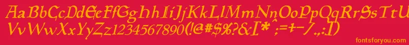 Шрифт PlanewalkerItalic – оранжевые шрифты на красном фоне