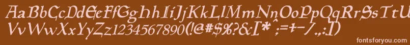PlanewalkerItalic-fontti – vaaleanpunaiset fontit ruskealla taustalla