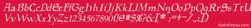 Шрифт PlanewalkerItalic – розовые шрифты на красном фоне