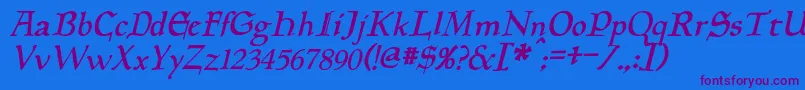 PlanewalkerItalic Font – Purple Fonts on Blue Background