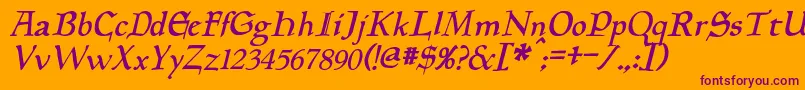 PlanewalkerItalic-fontti – violetit fontit oranssilla taustalla