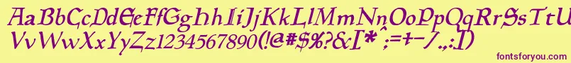PlanewalkerItalic Font – Purple Fonts on Yellow Background