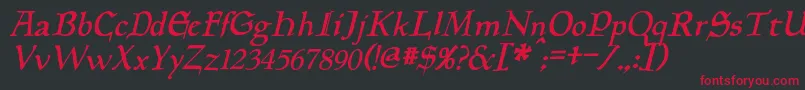 PlanewalkerItalic Font – Red Fonts on Black Background