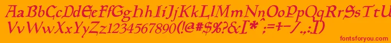 フォントPlanewalkerItalic – オレンジの背景に赤い文字