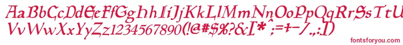 フォントPlanewalkerItalic – 白い背景に赤い文字
