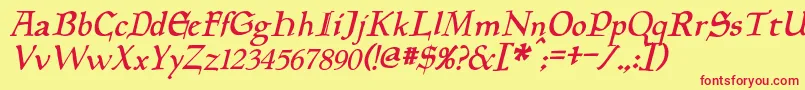 PlanewalkerItalic Font – Red Fonts on Yellow Background
