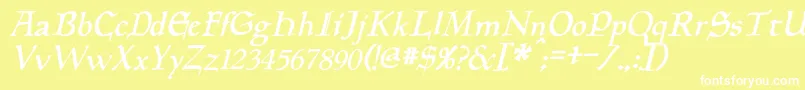 Шрифт PlanewalkerItalic – белые шрифты на жёлтом фоне