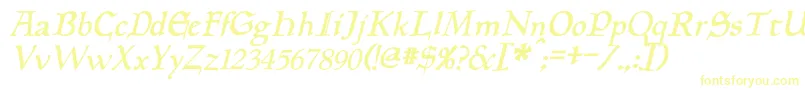 Czcionka PlanewalkerItalic – żółte czcionki na białym tle