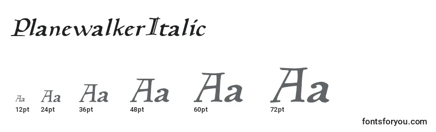 Размеры шрифта PlanewalkerItalic