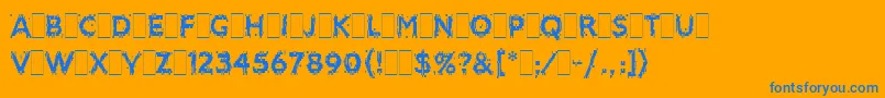 フォントBitmaxLetPlain.1.0 – オレンジの背景に青い文字