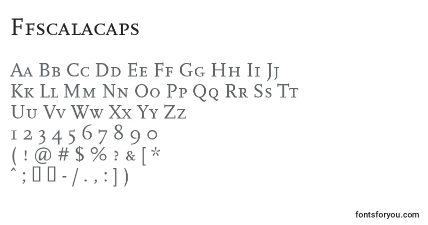 A fonte Ffscalacaps – alfabeto, números, caracteres especiais
