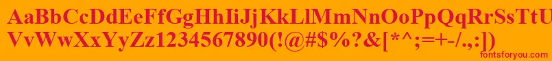 フォントTimeskbd – オレンジの背景に赤い文字