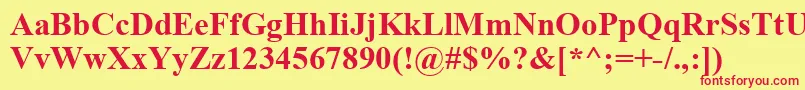 Timeskbd-fontti – punaiset fontit keltaisella taustalla