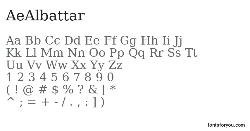 A fonte AeAlbattar – alfabeto, números, caracteres especiais