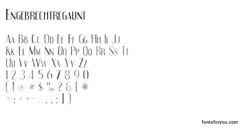 A fonte Engebrechtregaunt – alfabeto, números, caracteres especiais