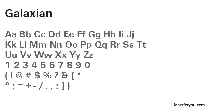 Шрифт Galaxian – алфавит, цифры, специальные символы