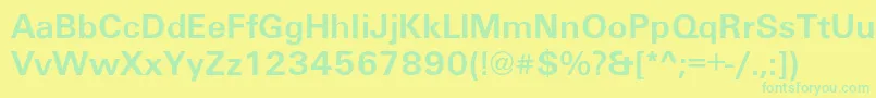 Galaxian-Schriftart – Grüne Schriften auf gelbem Hintergrund