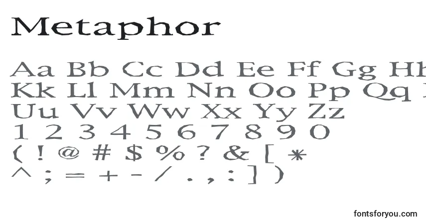 Schriftart Metaphor – Alphabet, Zahlen, spezielle Symbole