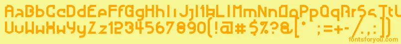フォントNougatineRegular – オレンジの文字が黄色の背景にあります。