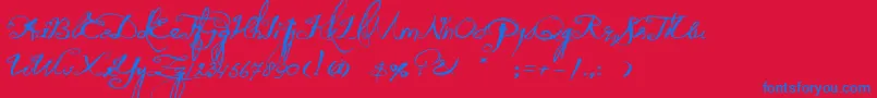 QuiltedButterfly Font – Blue Fonts on Red Background