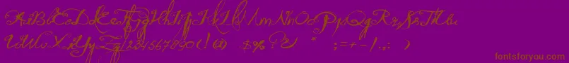 QuiltedButterfly-Schriftart – Braune Schriften auf violettem Hintergrund