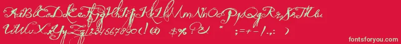 QuiltedButterfly Font – Green Fonts on Red Background