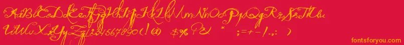 QuiltedButterfly Font – Orange Fonts on Red Background