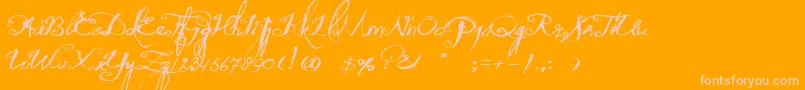 QuiltedButterfly-Schriftart – Rosa Schriften auf orangefarbenem Hintergrund