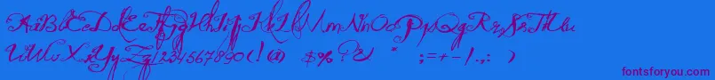 QuiltedButterfly Font – Purple Fonts on Blue Background