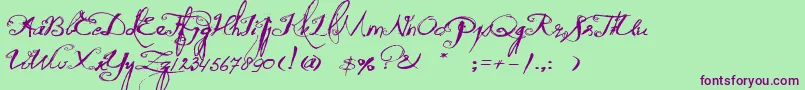 QuiltedButterfly Font – Purple Fonts on Green Background