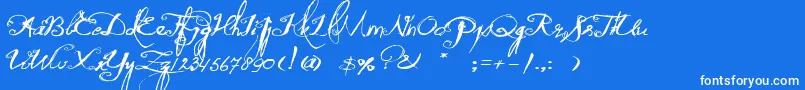 QuiltedButterfly-Schriftart – Weiße Schriften auf blauem Hintergrund