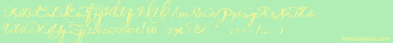 Шрифт QuiltedButterfly – жёлтые шрифты на зелёном фоне