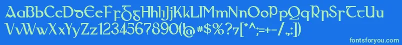Gaeilge Font – Green Fonts on Blue Background