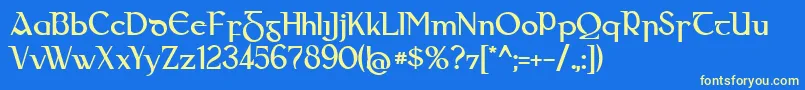 Gaeilge Font – Yellow Fonts on Blue Background