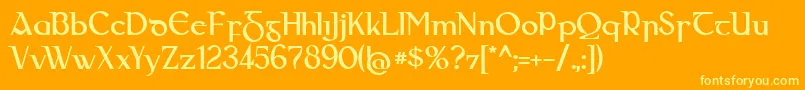 Gaeilge Font – Yellow Fonts on Orange Background