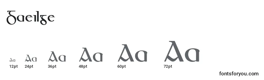 Größen der Schriftart Gaeilge