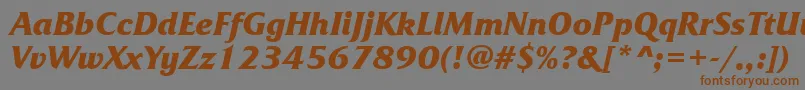 フォントFrizquadrataettBolditalic – 茶色の文字が灰色の背景にあります。