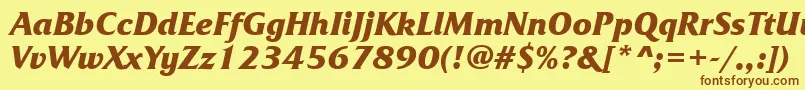 Шрифт FrizquadrataettBolditalic – коричневые шрифты на жёлтом фоне