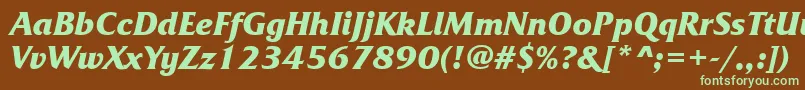 FrizquadrataettBolditalic-fontti – vihreät fontit ruskealla taustalla